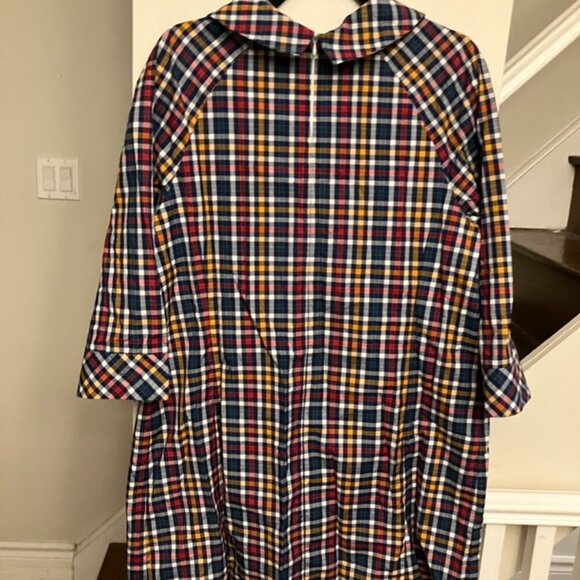 Checked A-Line Dress With Red Buttons - Picture 7 of 8